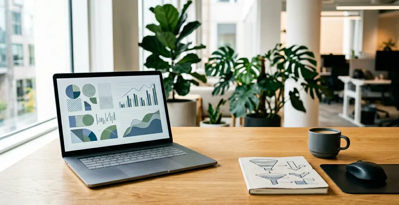 Professionelle Analyse digitaler Marketing-KPIs auf modernem Dashboard mit Datenvisualisierung