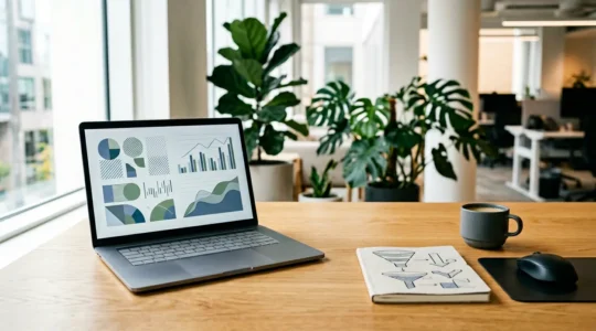 Professionelle Analyse digitaler Marketing-KPIs auf modernem Dashboard mit Datenvisualisierung